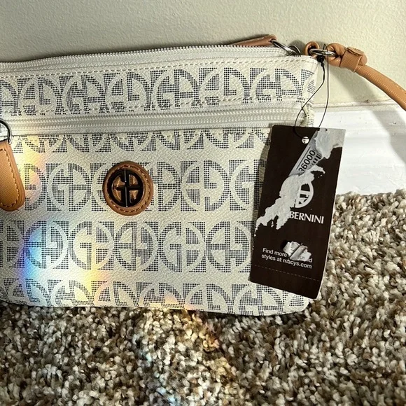 Brand new Giani Bernini small purse handbag clutch cream with navy signature non - Picture 5 of 9